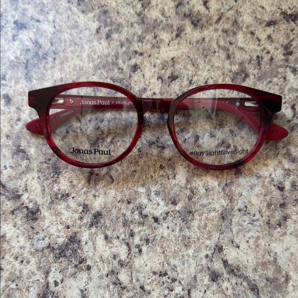 Jonas Paul Round Red Eyeglasses- Paul/Page style- 46/16/130 size, medium.